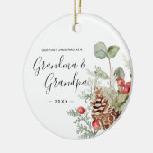 Pine Cone Wreatma Grandpa Eerste Kerstmis Keramisch Ornament (Links)