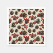 Pine Cones and Red Berries Winter Pattern Servet (Voorkant)