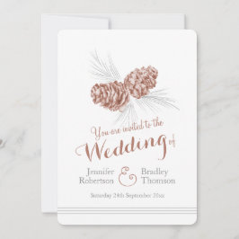 Pine cones art bruine winter bruiloft uitnodiginge kaart