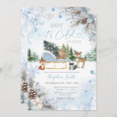 Pine cones Blue Snowflake Truck Baby Shower Kaart (Voorkant / Achterkant)