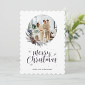 Pine Cones Botanische Krans Foto Vrolijk Kerstfees Feestdagenkaart (Staand voorkant)