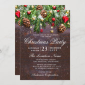 Pine Cones Branch Rustic Corporate Kerstparty Kaart (Voorkant / Achterkant)