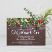 Pine Cones Branch Rustic Holiday kerstavond Kaart (Staand voorkant)