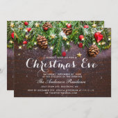 Pine Cones Branch Rustic Holiday kerstavond Kaart (Voorkant / Achterkant)