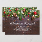 Pine Cones Branch Rustic Holiday Kerstmis Brunch Kaart (Voorkant / Achterkant)