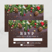 Pine Cones Branch Rustic Holiday RSVP Kaart (Voorkant / Achterkant)