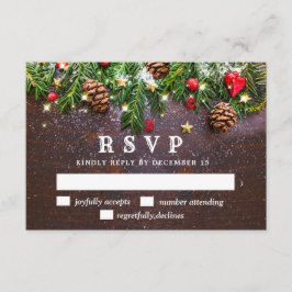 Pine Cones Branch Rustic Holiday RSVP Kaart