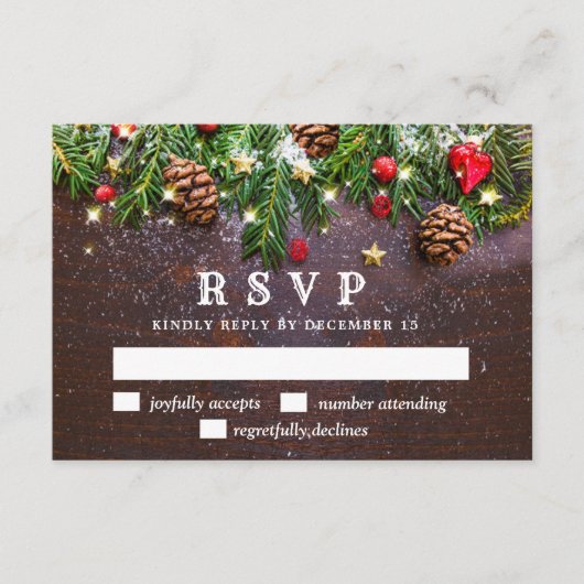 Pine Cones Branch Rustic Holiday RSVP Kaart (Voorkant)