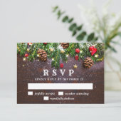 Pine Cones Branch Rustic Holiday RSVP Kaart (Staand voorkant)