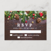 Pine Cones Branch Rustic Holiday RSVP-kaart RSVP Kaartje (Voorkant)