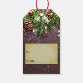 Pine Cones Branch Rustic Kerstfeestdag Cadeaulabel (Achterkant)