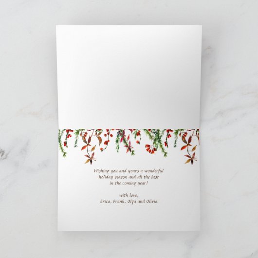 Pine Cones Branch Rustic Kerstfeestdag Kaart (Binnen)