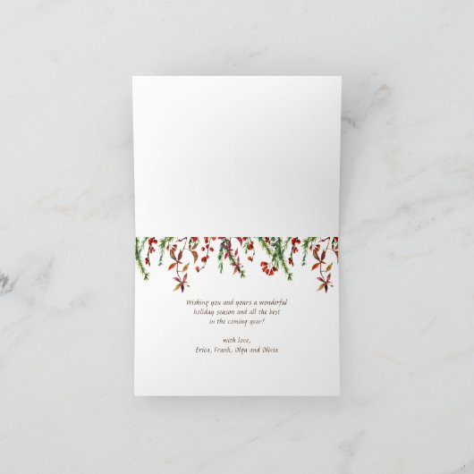 Pine Cones Branch Rustic Kerstfeestdag Kaart (Binnen)