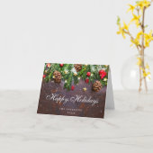 Pine Cones Branch Rustic Kerstfeestdag Kaart (Gele Bloem)