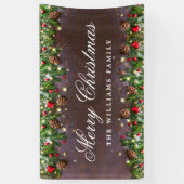 Pine Cones Branch Rustic Wood Kerst Spandoek (Verticaal)