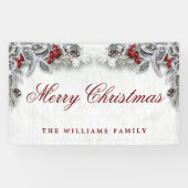 Pine Cones Branch Rustic Wood Kerst Spandoek (Horizontaal)