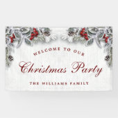 Pine Cones Branch Rustic Wood Kerst Spandoek (Horizontaal)