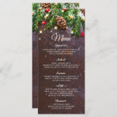Pine Cones Branch Rustiek Kerstmis Vakantie Diner Menu (Voorkant / Achterkant)