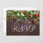Pine Cones Branch Rustieke RSVP met Maaltijd Keuze Briefkaart (Voorkant / Achterkant)