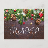 Pine Cones Branch Rustieke RSVP met Maaltijd Keuze Briefkaart (Voorkant)