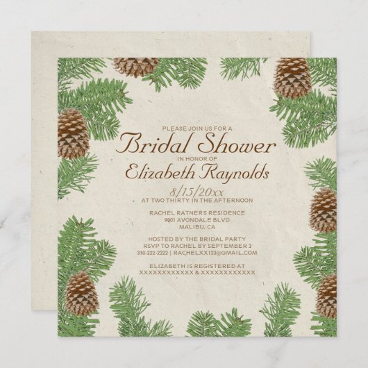 Pine Cones Bridal Shower Invitations Kaart (Voorkant / Achterkant)