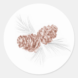 Pine cones bruin grijs winter bruiloft sticker