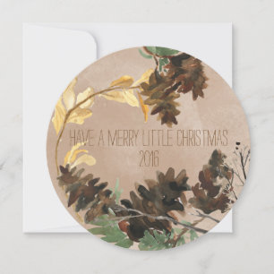 Pine Cones Chistmas Round Holiday-fotokaart Feestdagenkaart