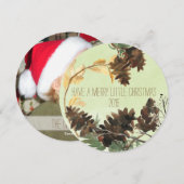 Pine Cones Chistmas Round Holiday-fotokaart Feestdagenkaart (Voorkant / Achterkant)