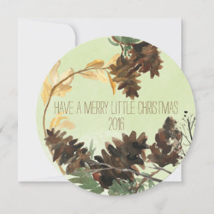 Pine Cones Chistmas Round Holiday-fotokaart Feestdagenkaart