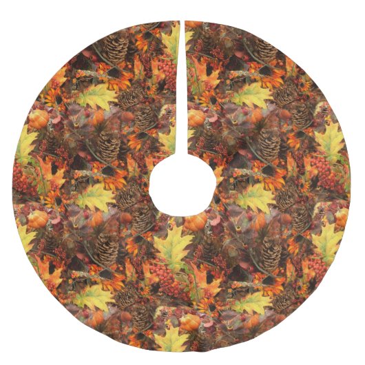 Pine Cones en Autumn Leaves Thanksgiving Kerstboom Rok (Voorkant)