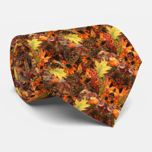 Pine Cones en Autumn Leaves Thanksgiving Stropdas