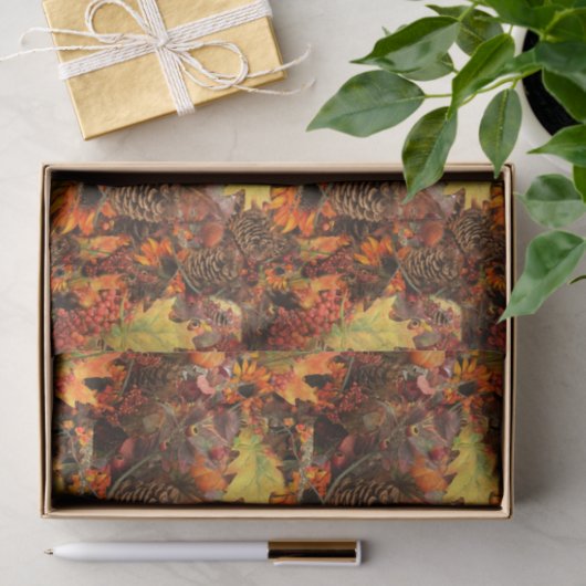 Pine Cones en Autumn Leaves Tissuepapier (Geschenk)