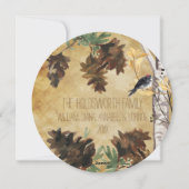 Pine Cones en Birds Textured Round Holiday Kaart (Achterkant)