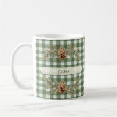 Pine Cones en Branches Gepersonaliseerde Gingham Koffiemok (Links)