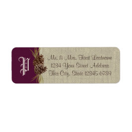 Pine Cones en Burlap Dark Plum Etiket