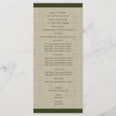 Pine Cones en Burlap Green Wedding Program Programmakaart (Achterkant)