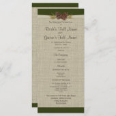 Pine Cones en Burlap Green Wedding Program Programmakaart (Voorkant / Achterkant)