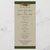 Pine Cones en Burlap Green Wedding Program Programmakaart (Voorkant)
