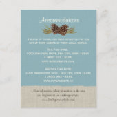 Pine Cones en Burlap Info Kaart Blauw (Voorkant)