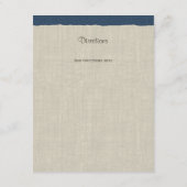 Pine Cones en Burlap Info Kaart Navy Blue (Achterkant)