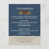 Pine Cones en Burlap Info Kaart Navy Blue (Voorkant)