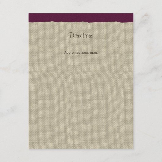 Pine Cones en Burlap Info Kaart Plum (Achterkant)