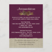 Pine Cones en Burlap Info Kaart Plum (Voorkant)