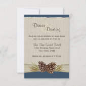 Pine Cones en Burlap Navy Blue Reception Kaart (Voorkant)