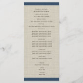 Pine Cones en Burlap Navy Blue Wedding Program Programmakaart (Achterkant)