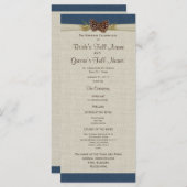 Pine Cones en Burlap Navy Blue Wedding Program Programmakaart (Voorkant / Achterkant)