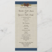 Pine Cones en Burlap Navy Blue Wedding Program Programmakaart (Voorkant)