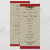 Pine Cones en Burlap Red Wedding Program Programmakaart (Voorkant / Achterkant)
