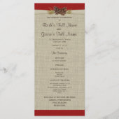 Pine Cones en Burlap Red Wedding Program Programmakaart (Voorkant)