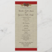 Pine Cones en Burlap Red Wedding Program Programmakaart (Voorkant)